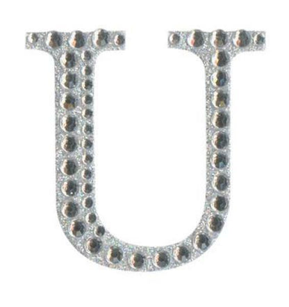 Eleganza 5cm self-adhesive silver diamante and glitter letter U sticker