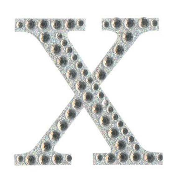 Eleganza 5cm self-adhesive silver diamante and glitter letter X sticker
