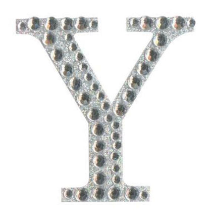 Eleganza 5cm self-adhesive silver diamante and glitter letter Y sticker