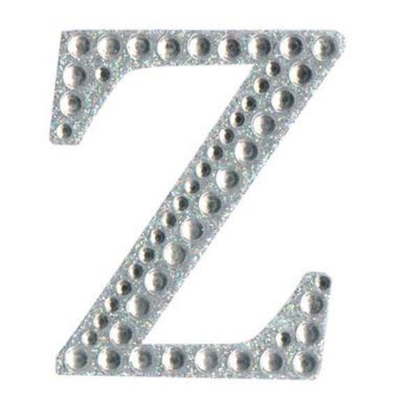 Eleganza 5cm self-adhesive silver diamante and glitter letter Z sticker