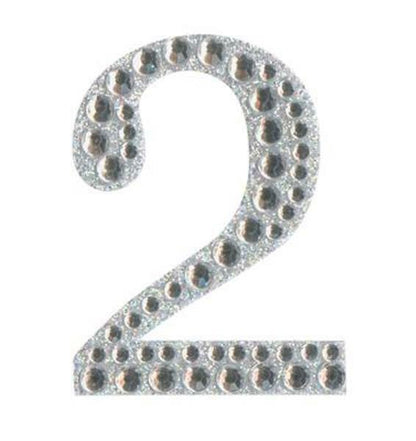 Eleganza 5cm self-adhesive silver diamante and glitter number 2 sticker