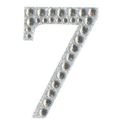 Eleganza 5cm self-adhesive silver diamante and glitter number 7 sticker