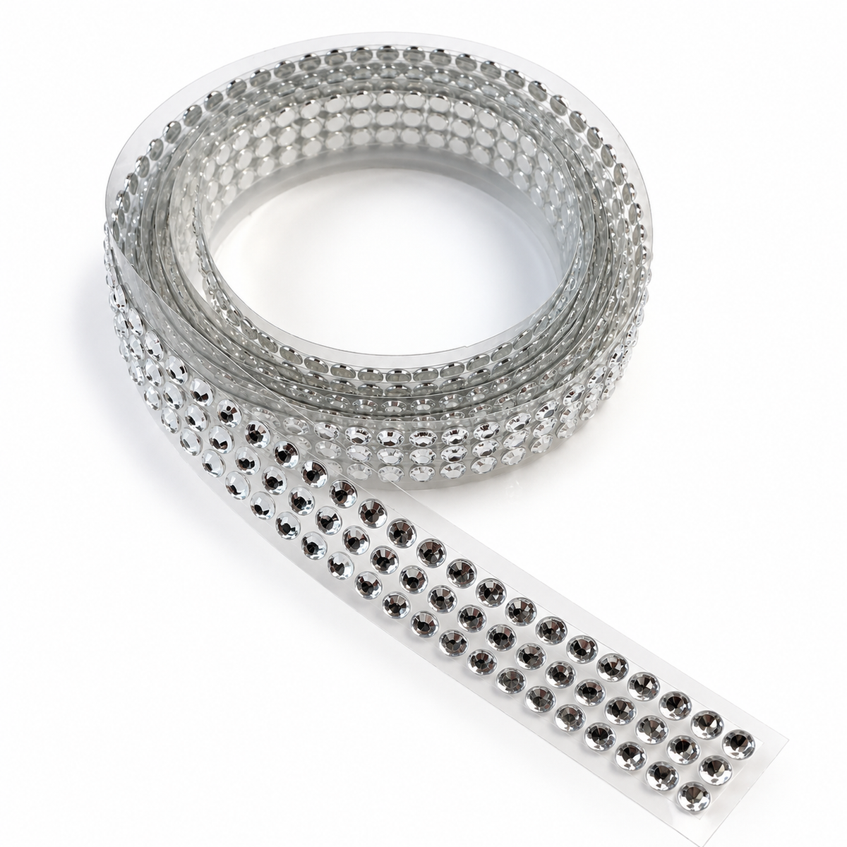 Eleganza self-adhesive rhinestone stickers, 3 row clear diamanté trim on a 1 metre roll