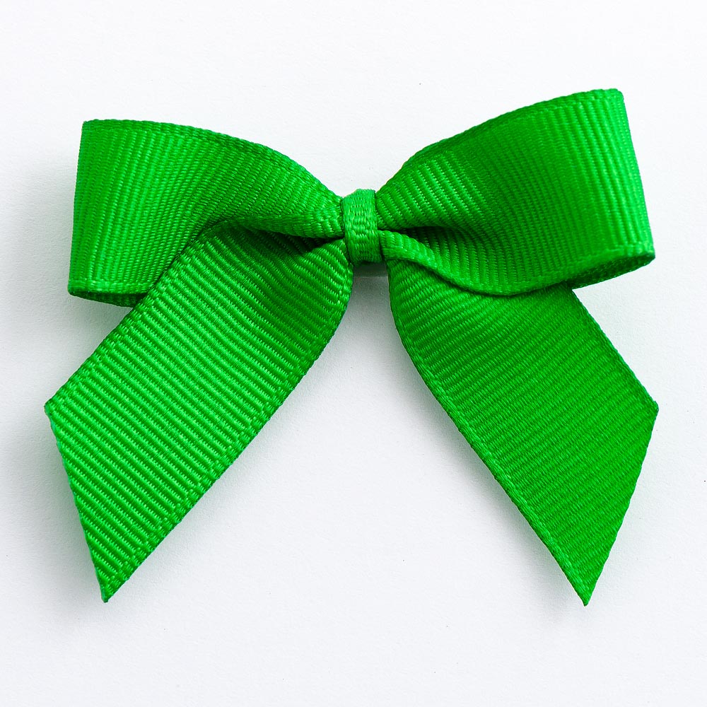 Emerald 5cm self-adhesive grosgrain ribbon bow on a white background