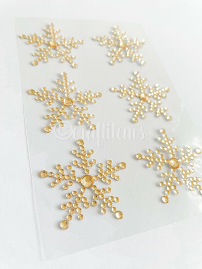 Gold snowflake gem stickers for christmas card making 