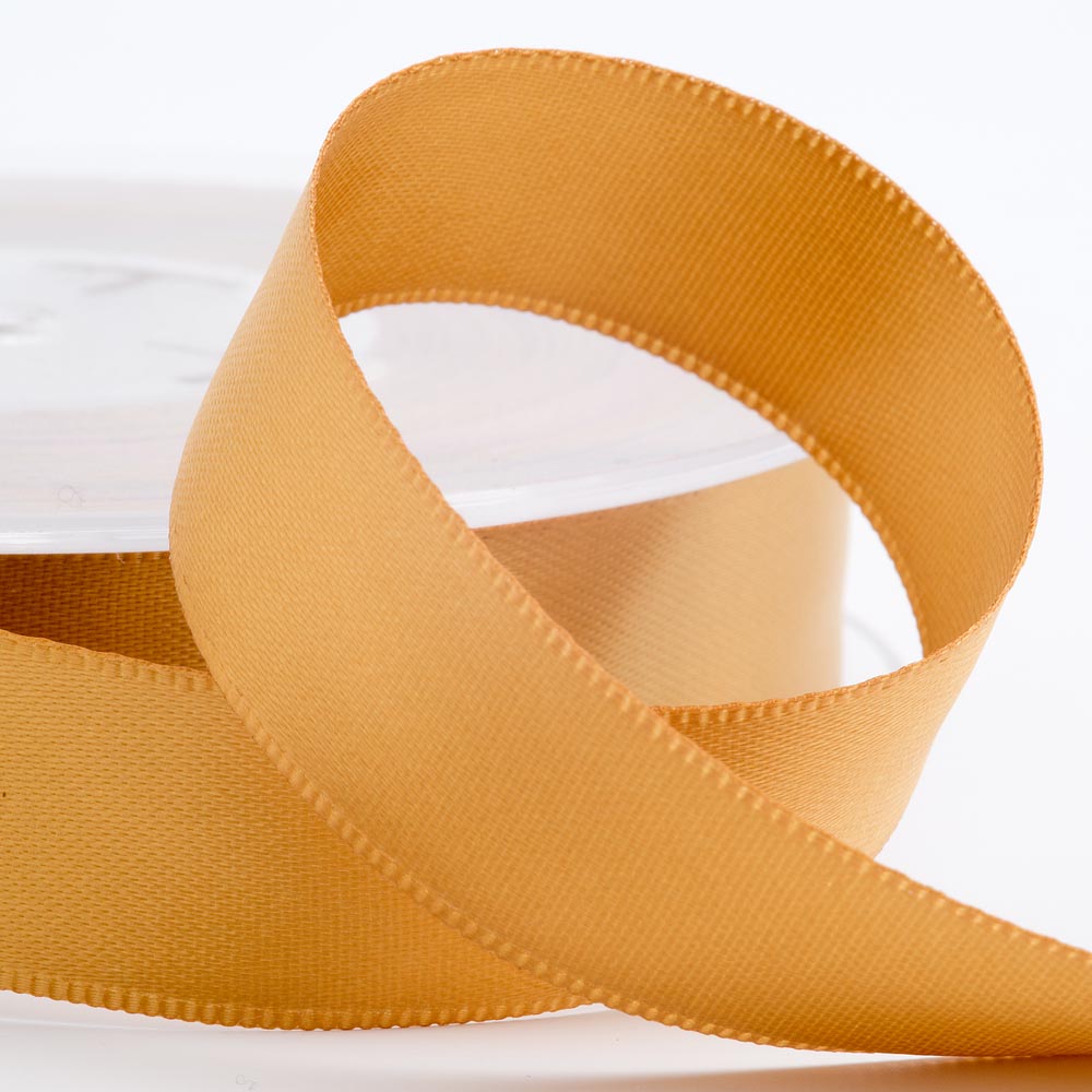 Gold double-sided satin ribbon available in widths from 3mm to 50mm