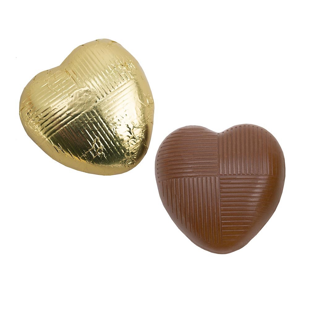 Gold foil Belgian chocolate heart wedding favours