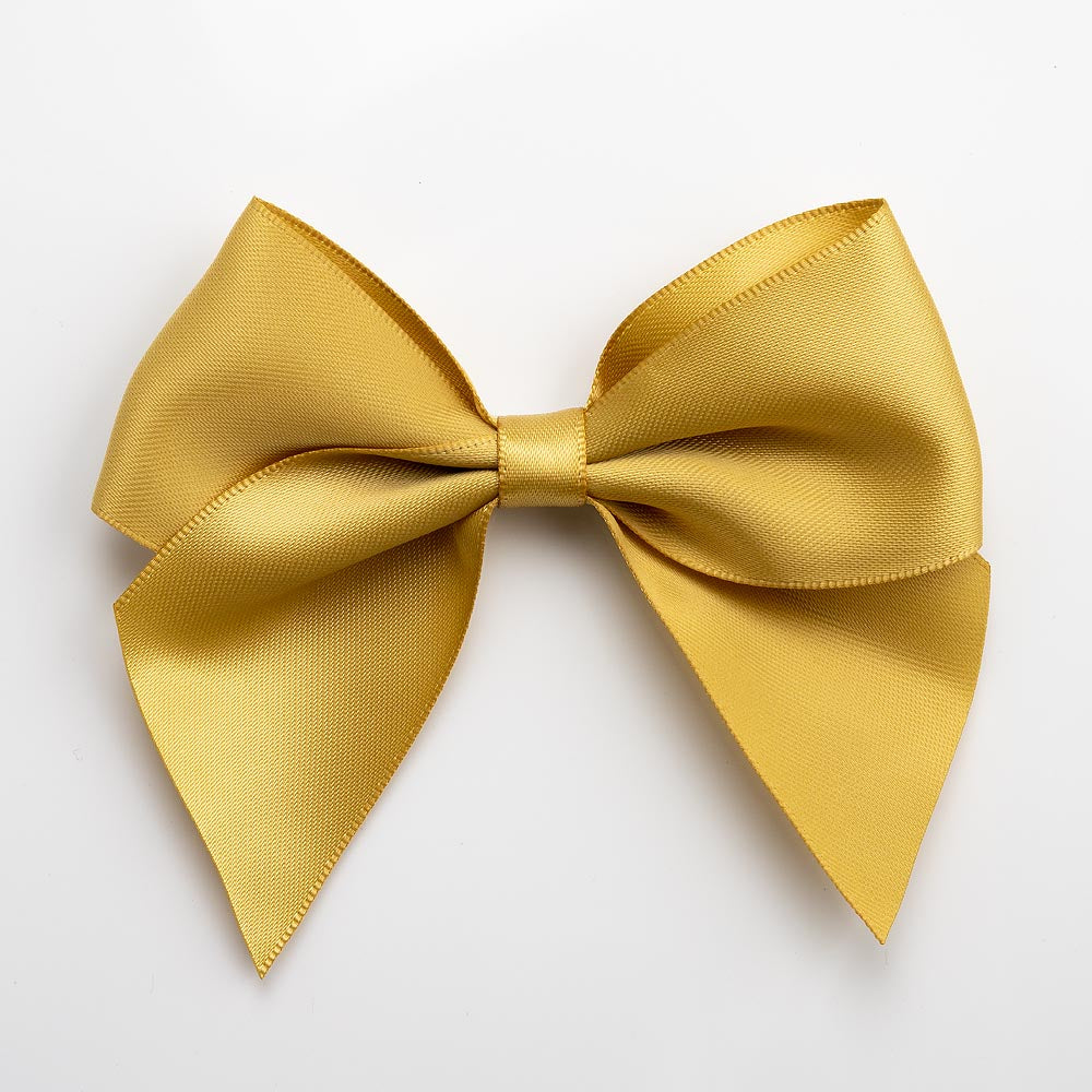 Gold 10cm large satin gift bow with self-adhesive backing