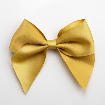 Gold 10cm large satin gift bow with self-adhesive backing