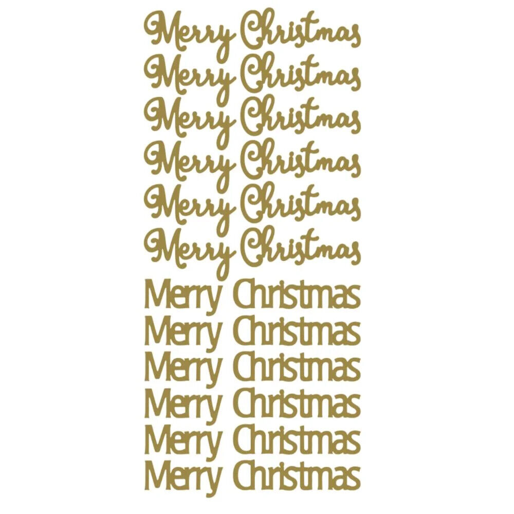 Gold mirror Merry Christmas peel off greetings in assorted lettering