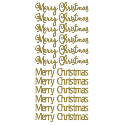 Gold mirror Merry Christmas peel off greetings in assorted lettering