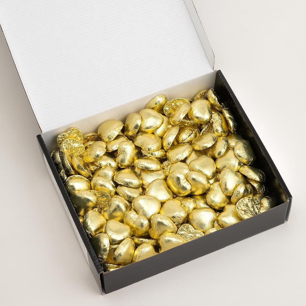 Gold foil wedding favour chocolates for table decor