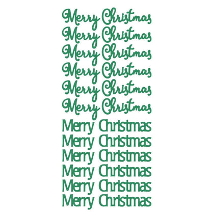 Green Merry Christmas mirror peel off stickers for handmade cards