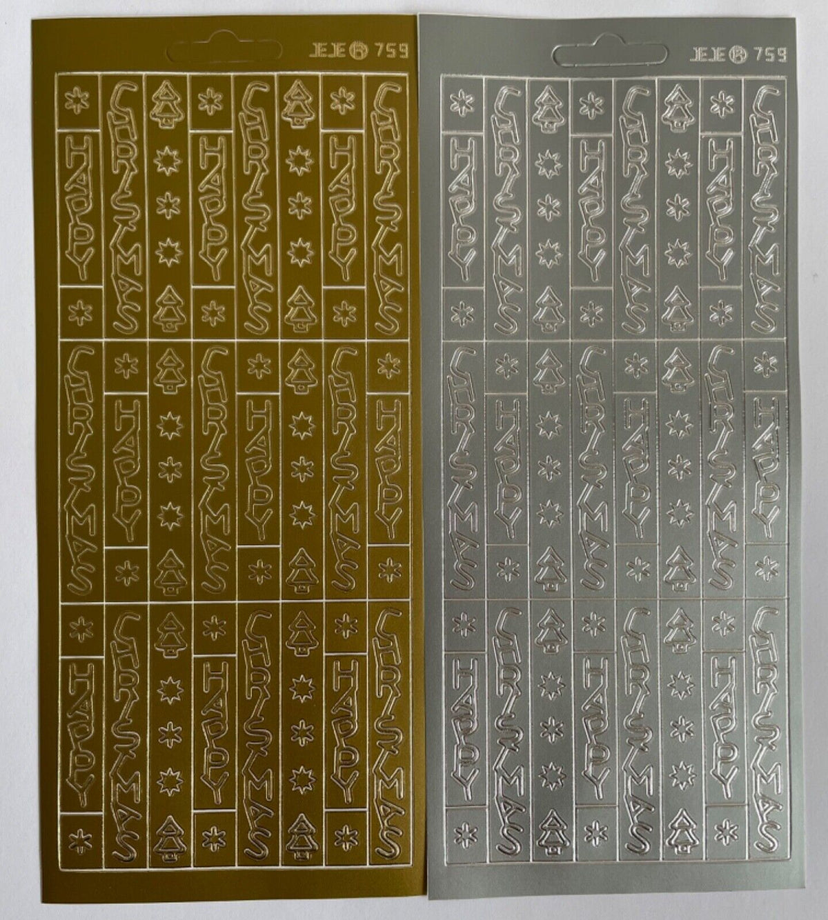 Happy Christmas greetings in gold and silver for card making