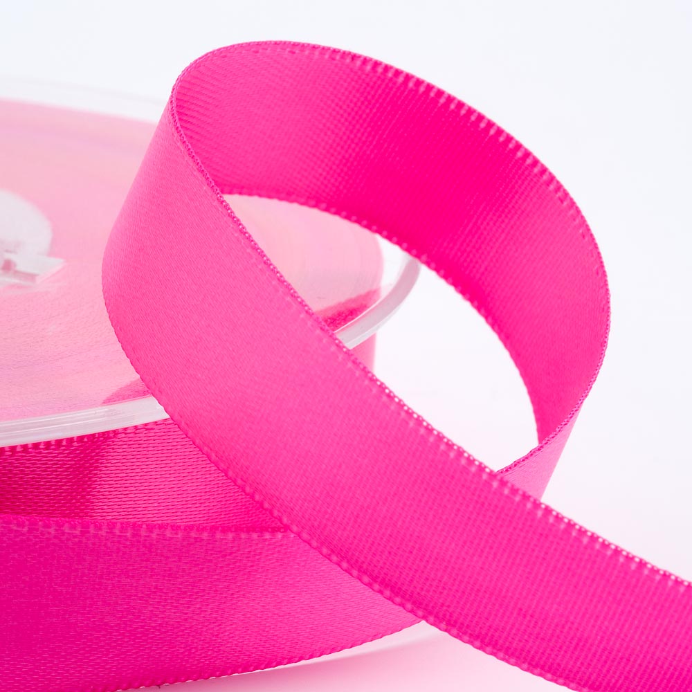 Hot Pink double-sided satin ribbon available in widths from 3mm to 50mm