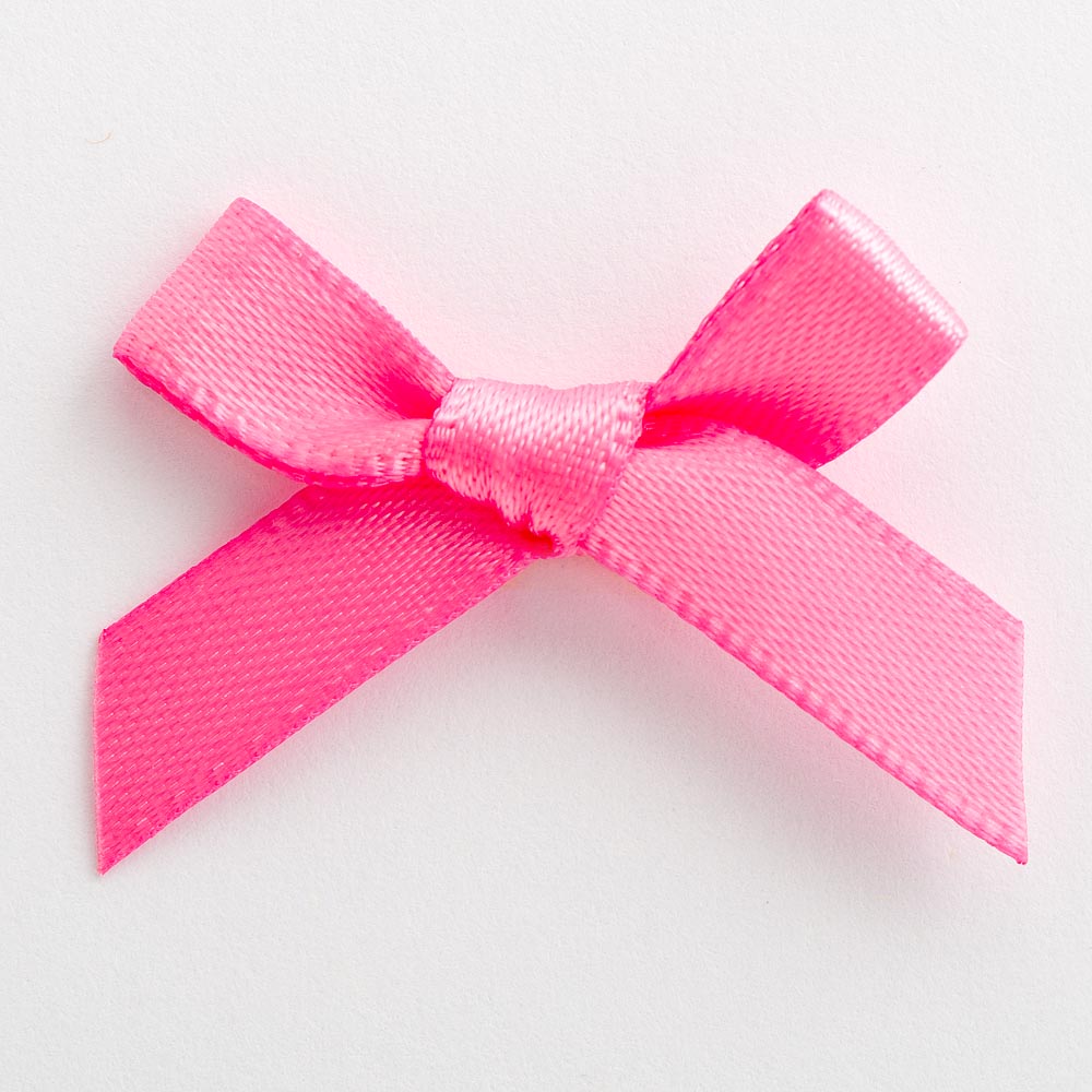 Hot Pink mini satin ribbon bow made from 6mm ribbon, approximately 3cm wide