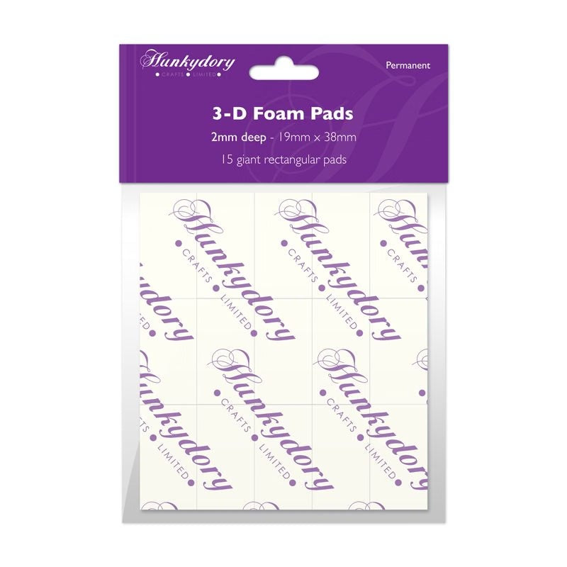 Hunkydory white rectangular foam pads, 2mm deep