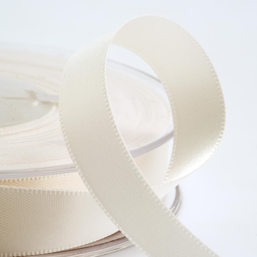 Ivory double-sided satin ribbon available in widths from 3mm to 50mm