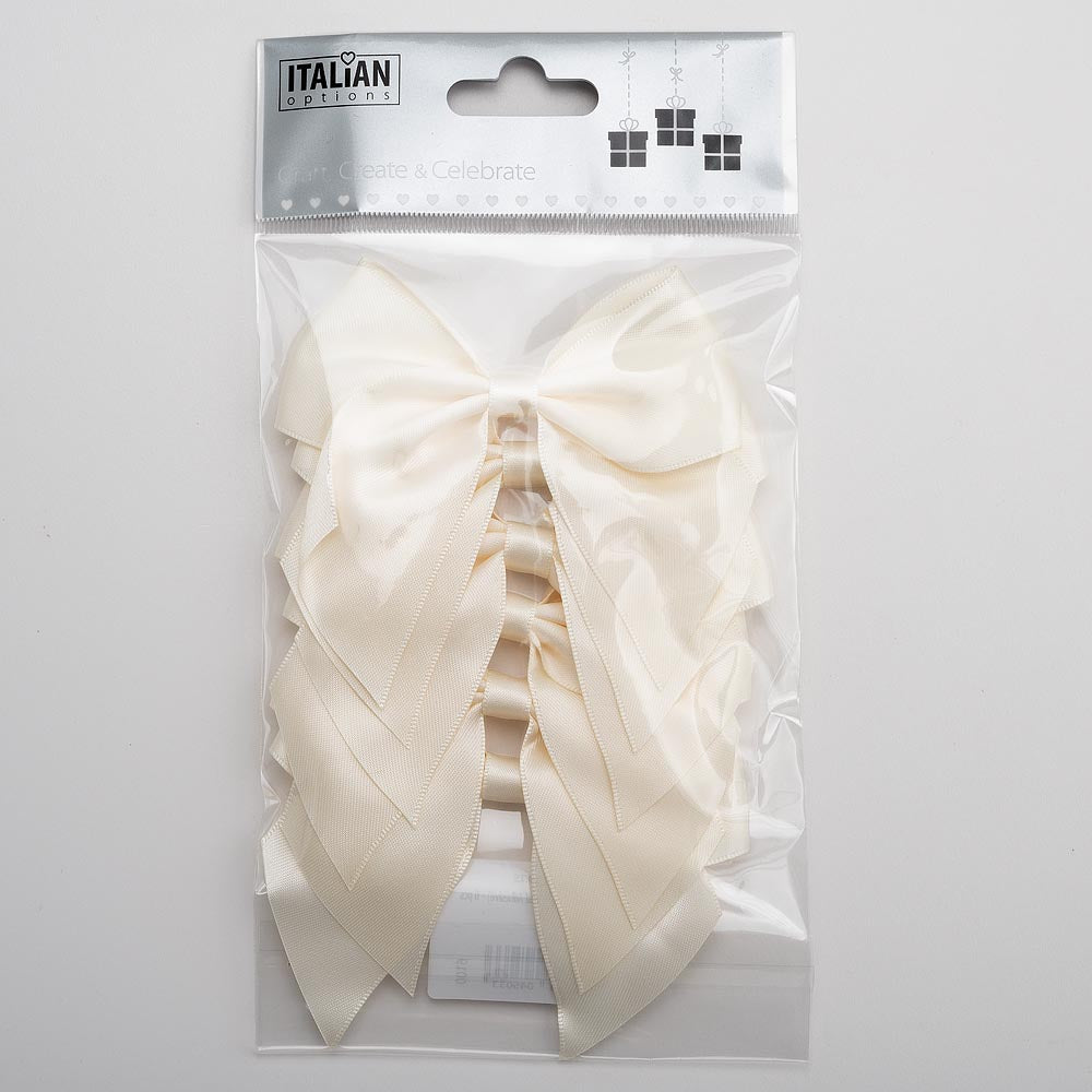 Pack of six ivory 10cm self-adhesive satin gift bows