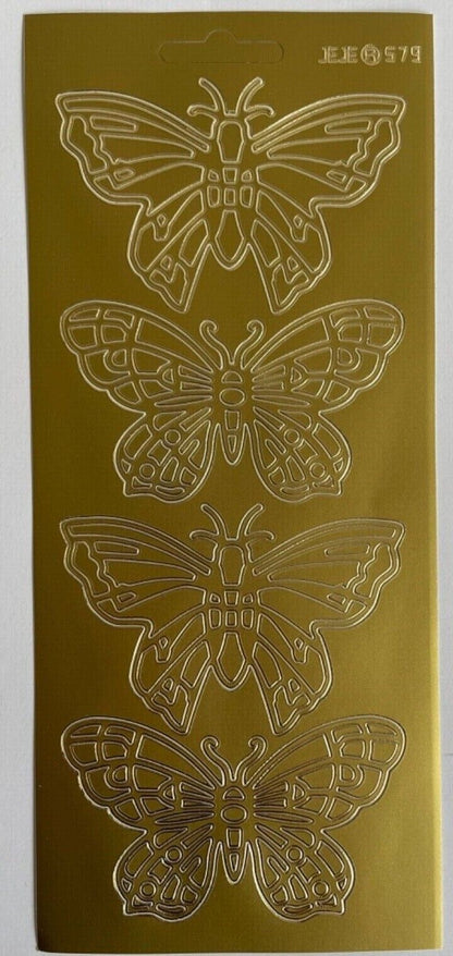 Gold butterfly stickers peel off sticker sheet