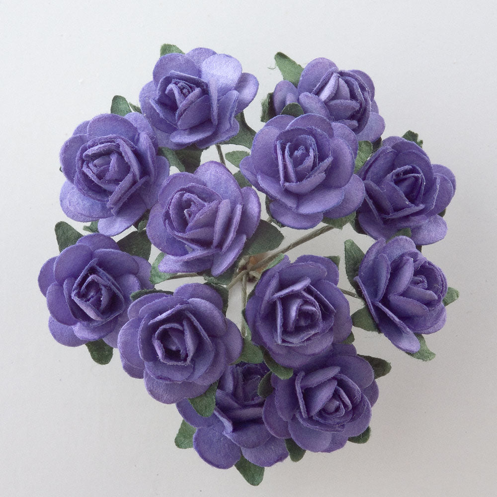 Lavender 15mm wired paper tea roses