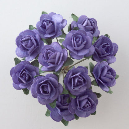 Lavender 15mm wired paper tea roses
