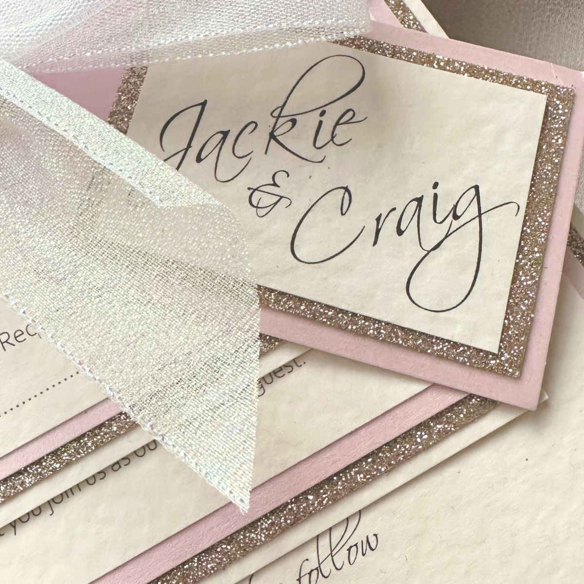 Close up of layers of card on personalised tag