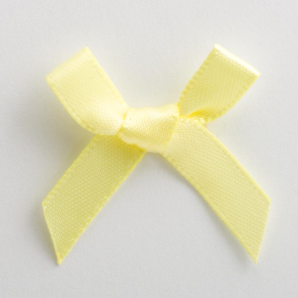 Lemon mini satin ribbon bow made from 6mm ribbon, approximately 3cm wide