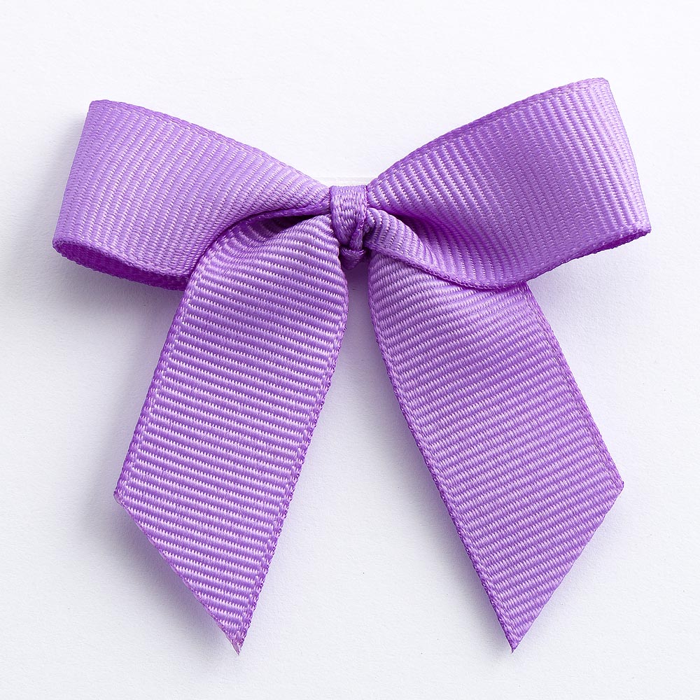 Lilac 5cm self-adhesive grosgrain ribbon bow on a white background