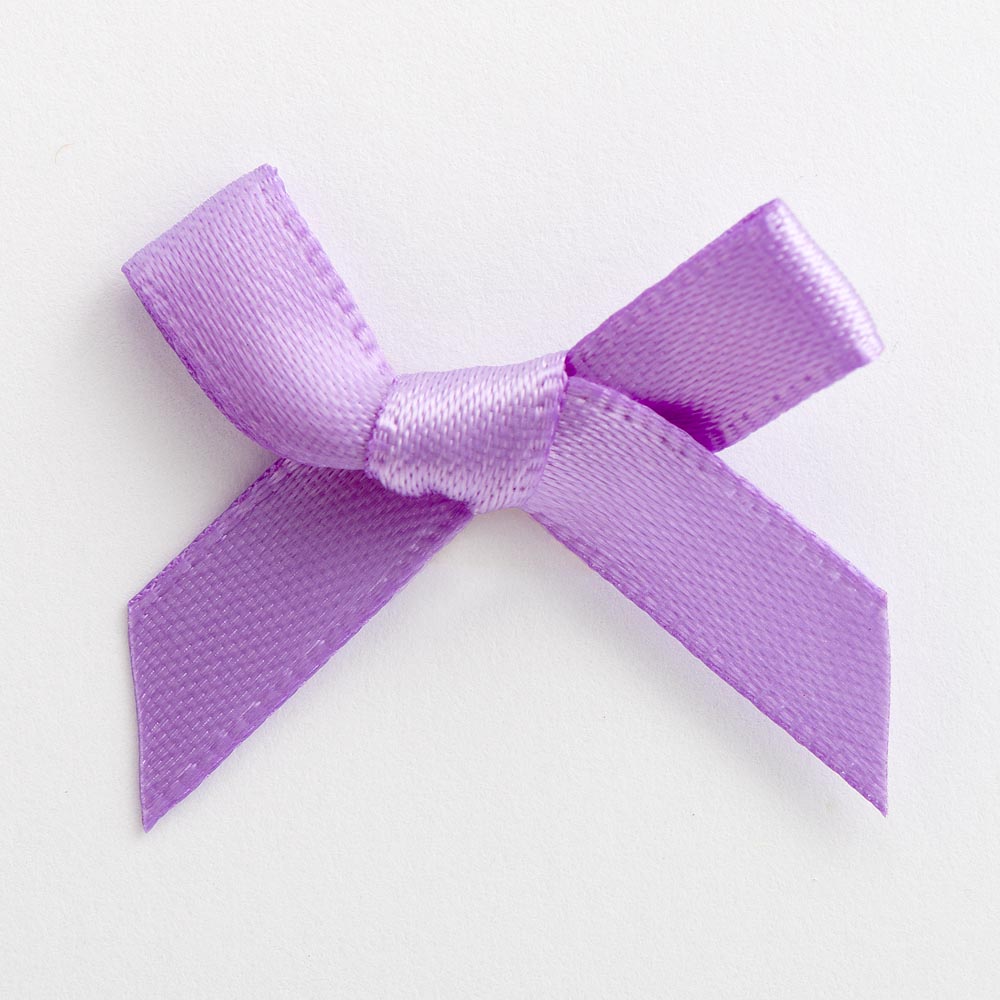 Lilac mini satin ribbon bow made from 6mm ribbon, approximately 3cm wide