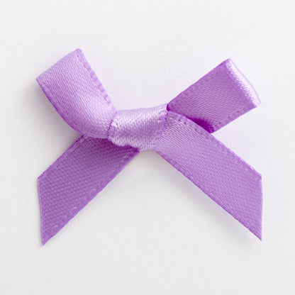 Lilac mini satin ribbon bow made from 6mm ribbon, approximately 3cm wide