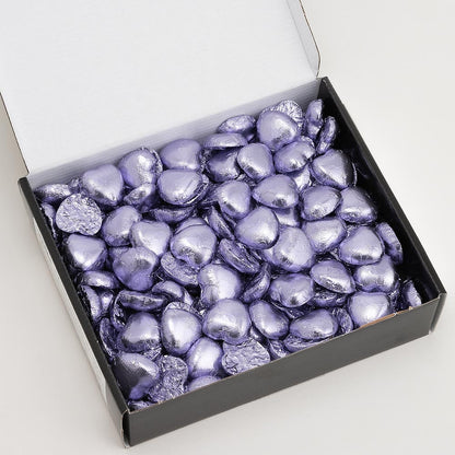 Lilac foil wedding favour chocolates for table decor