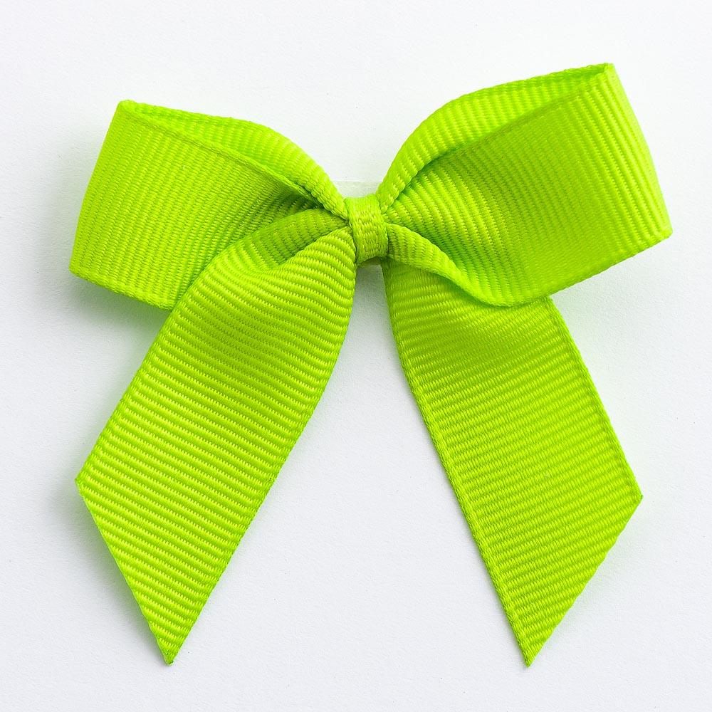 Lime 5cm self-adhesive grosgrain ribbon bow on a white background
