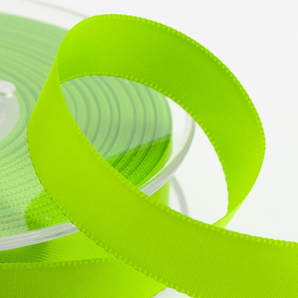 Lime double-sided satin ribbon available in widths from 3mm to 50mm