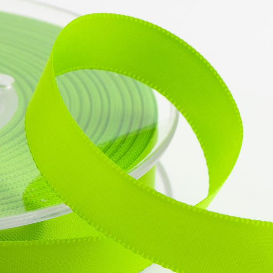 Lime double-sided satin ribbon available in widths from 3mm to 50mm