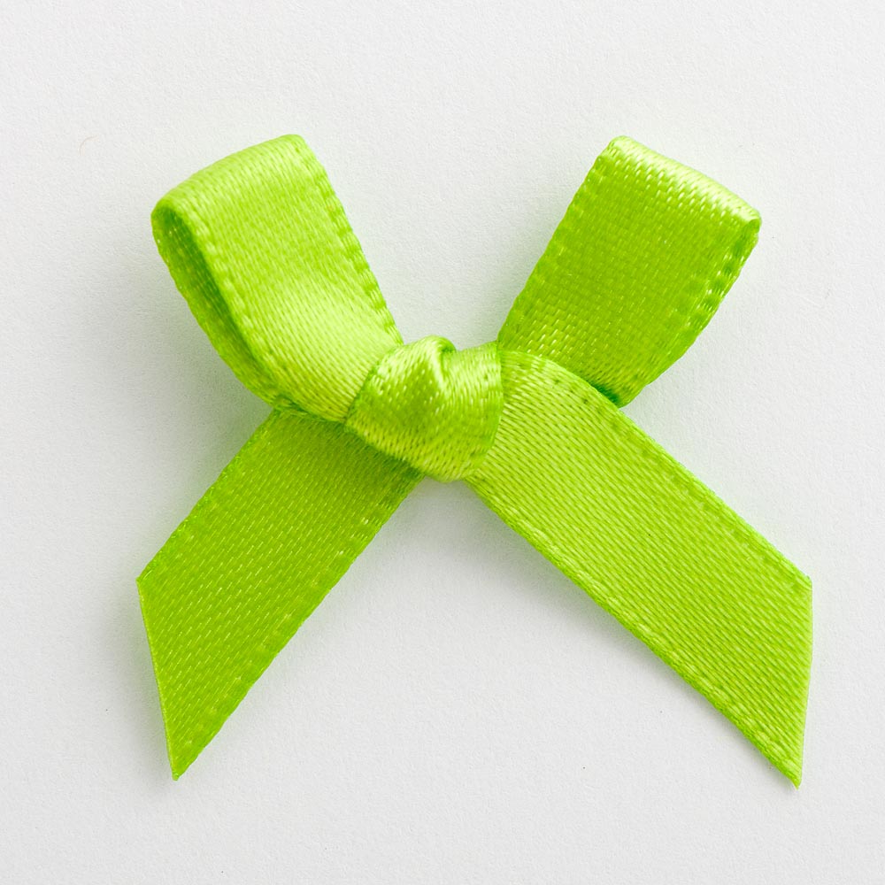 Lime mini satin ribbon bow made from 6mm ribbon, approximately 3cm wide