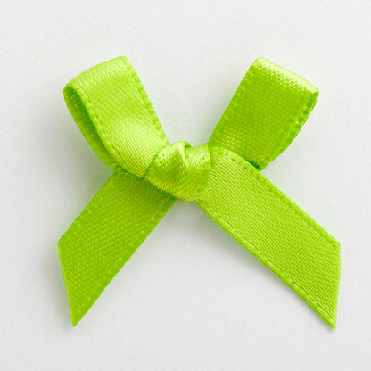 Lime mini satin ribbon bow made from 6mm ribbon, approximately 3cm wide