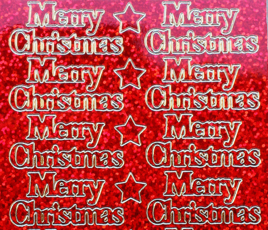 Luxury Red Merry Christmas Greetings Peel Off Sticker Sheets – Festive Stickers for Card Making and Scrapbooking