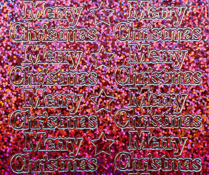 Pink Diamond Sparkle Merry Christmas peel off stickers close-up for card making