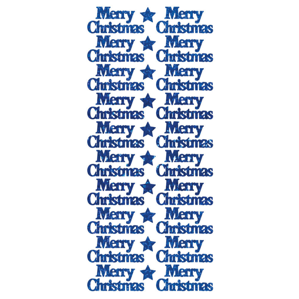 Purple Diamond Sparkle Merry Christmas peel off sticker sheet with 20 greetings
