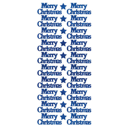 Purple Diamond Sparkle Merry Christmas peel off sticker sheet with 20 greetings