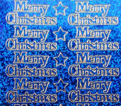 Purple Diamond Sparkle Merry Christmas peel off stickers close-up for card making