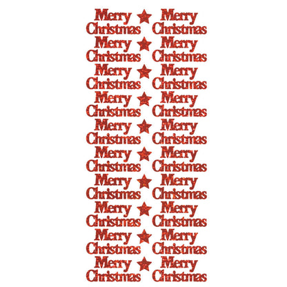 Red Diamond Sparkle Merry Christmas peel off sticker sheet with 20 greetings
