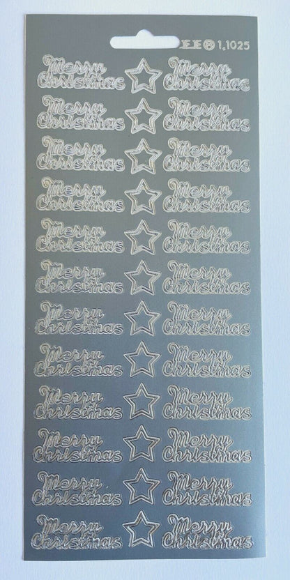 Silver Merry Christmas Greeting stickers