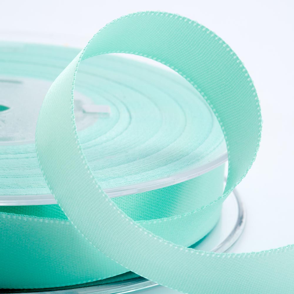 Mint Green double-sided satin ribbon available in widths from 3mm to 50mm