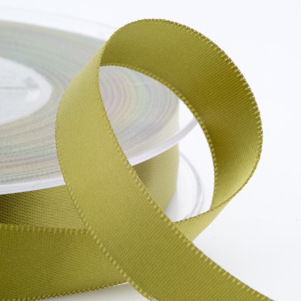 Moss Green double-sided satin ribbon available in widths from 3mm to 50mm
