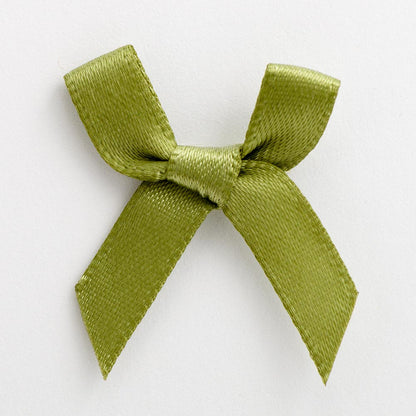 Moss Green mini satin ribbon bow made from 6mm ribbon, approximately 3cm wide