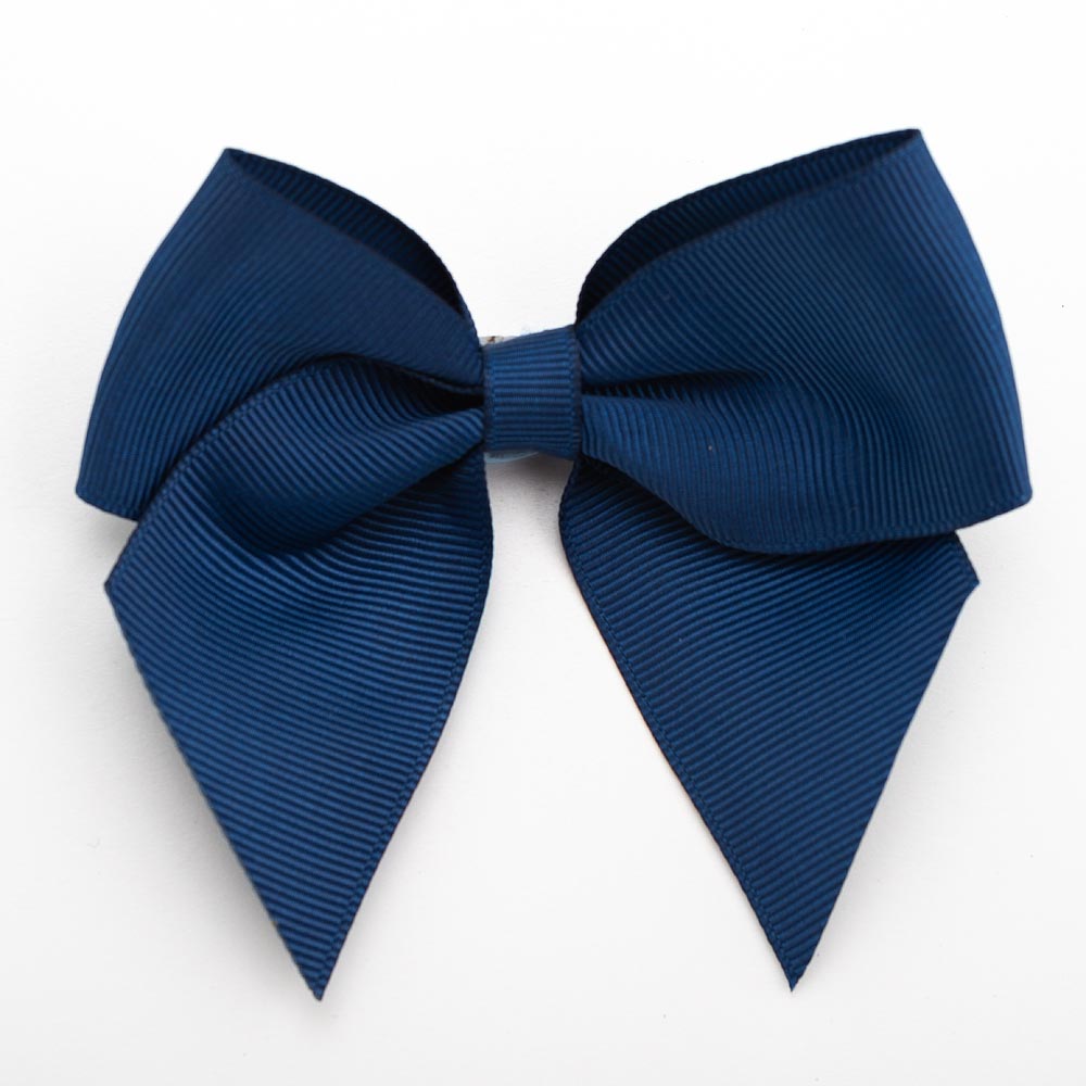 Navy 10cm self-adhesive grosgrain ribbon bow on a white background