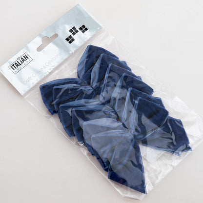 Pack of six navy 10cm self-adhesive velvet gift bows