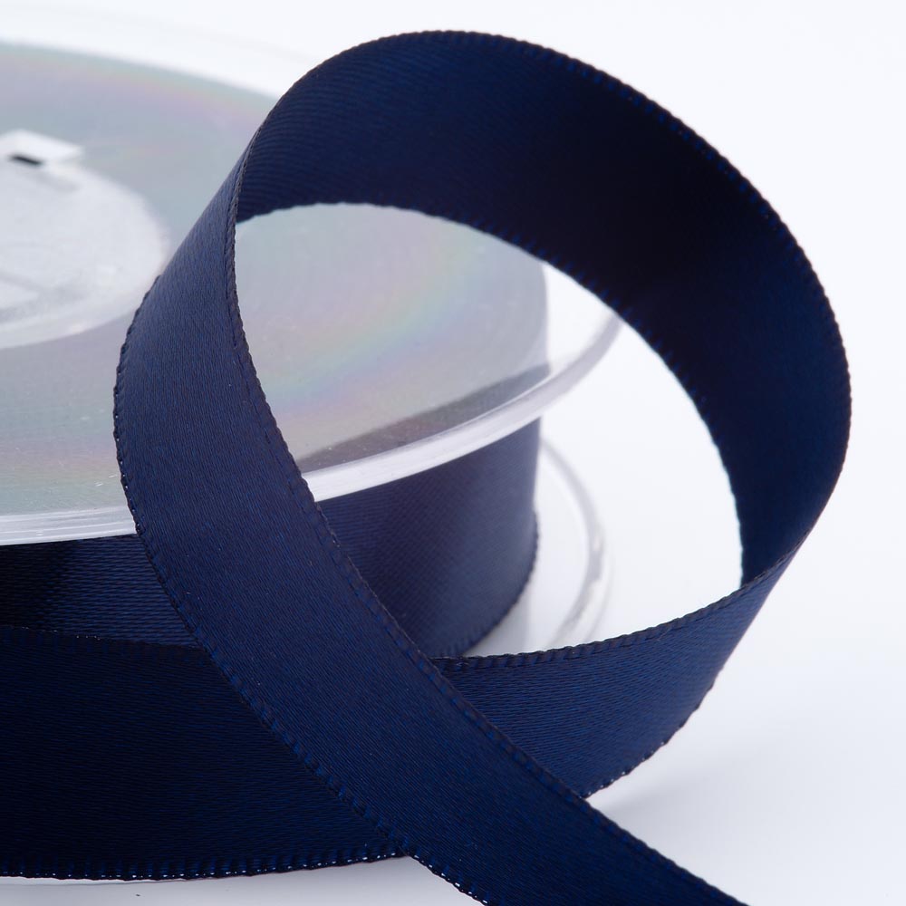 Navy double-sided satin ribbon available in widths from 3mm to 50mm